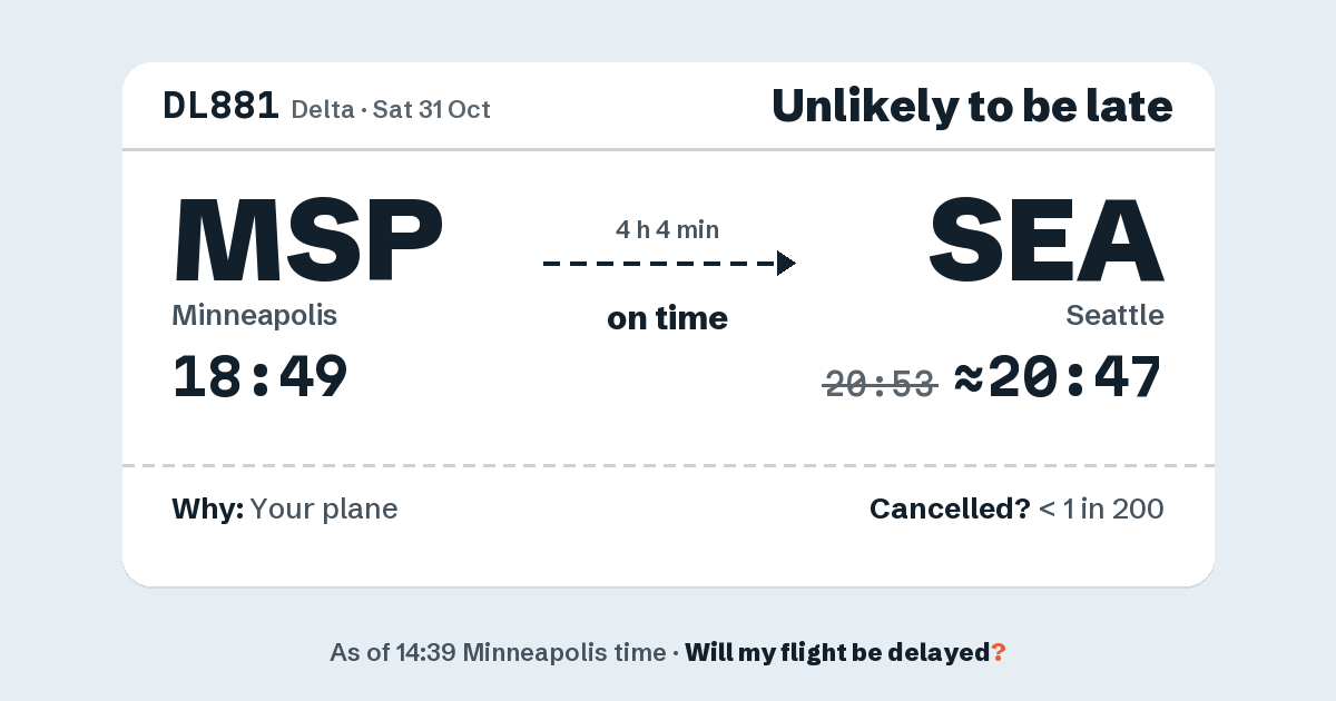 Link preview: DL881 lands about 20:47