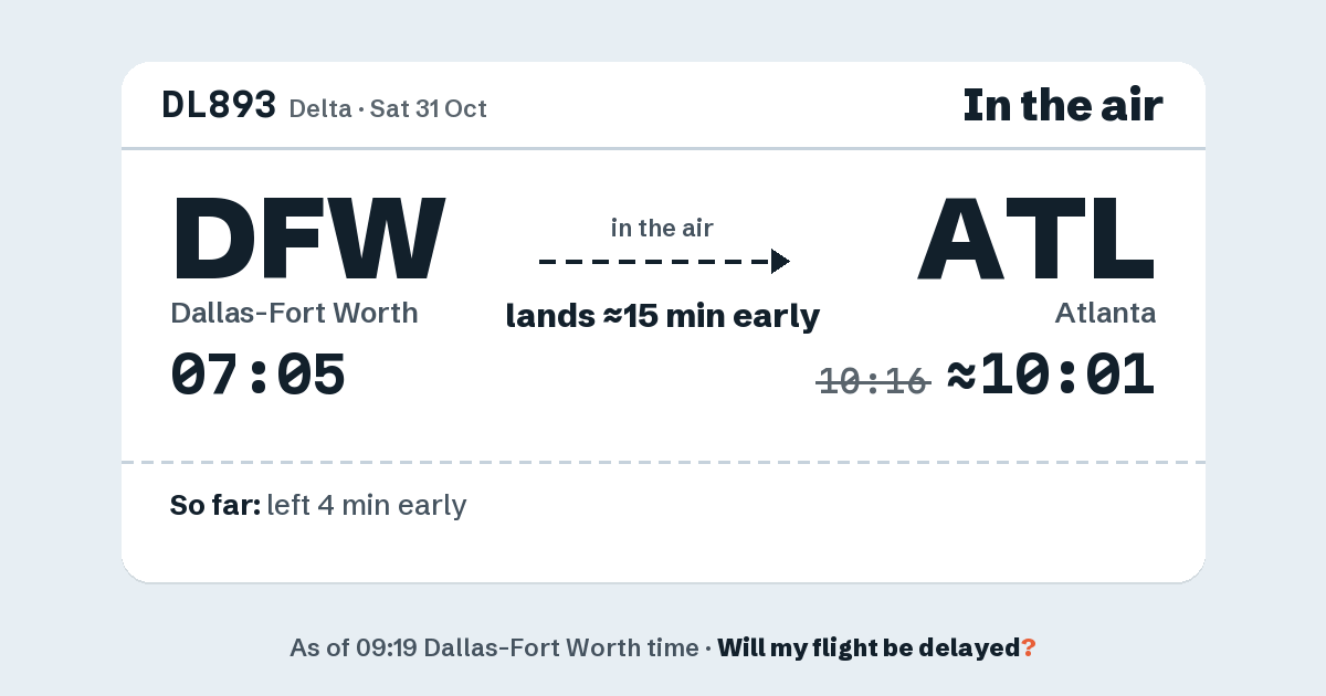 Link preview: DL893 lands about 10:01