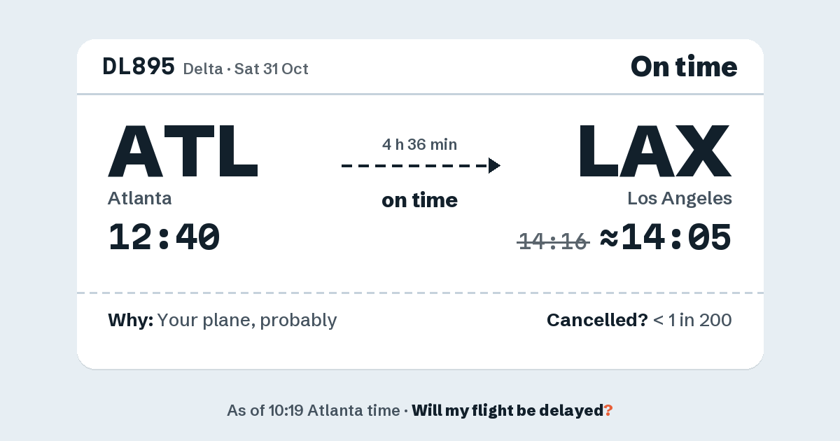 Link preview: DL895 lands about 14:05
