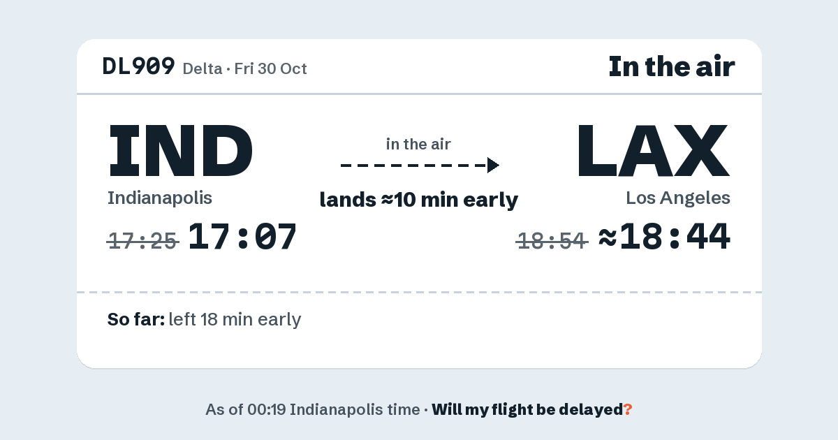 Link preview: DL909 lands about 18:44