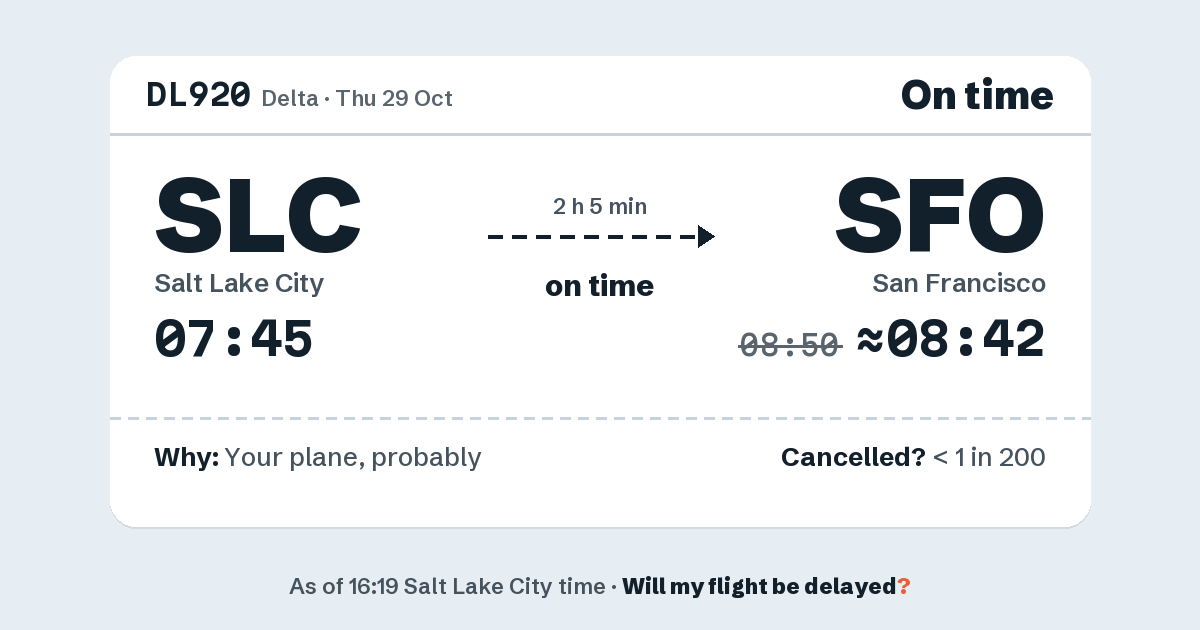 Link preview: DL920 lands about 08:42