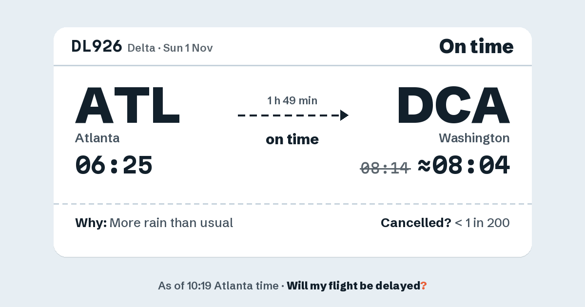Link preview: DL926 lands about 08:04