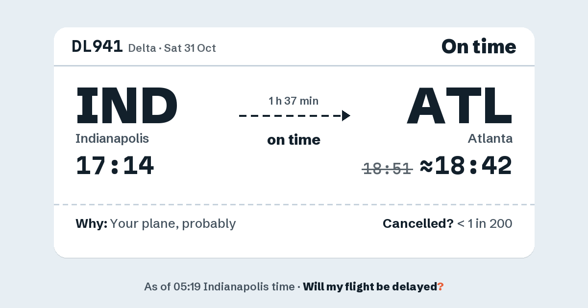 Link preview: DL941 lands about 18:42