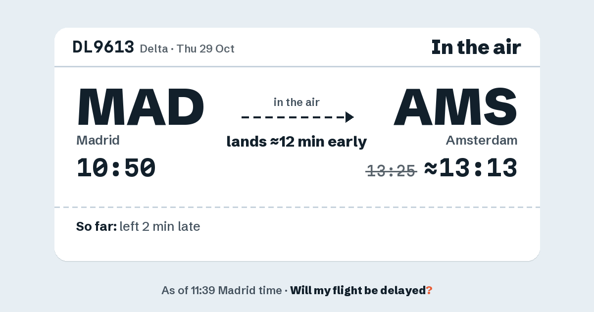 Link preview: DL9613 lands about 13:13