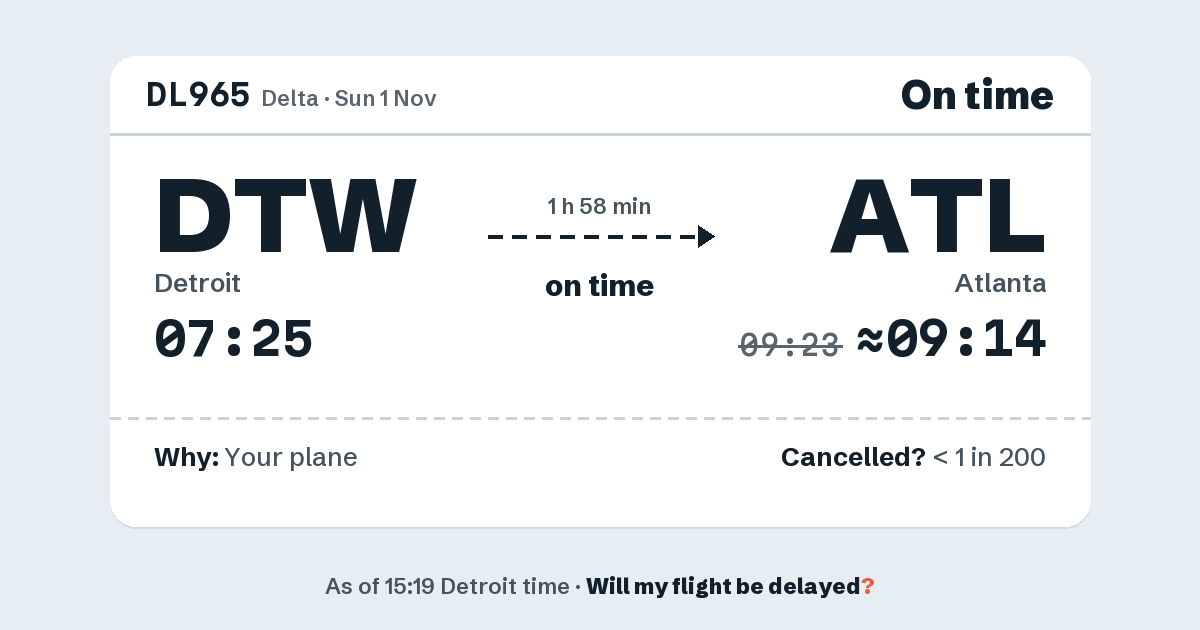 Link preview: DL965 lands about 09:14