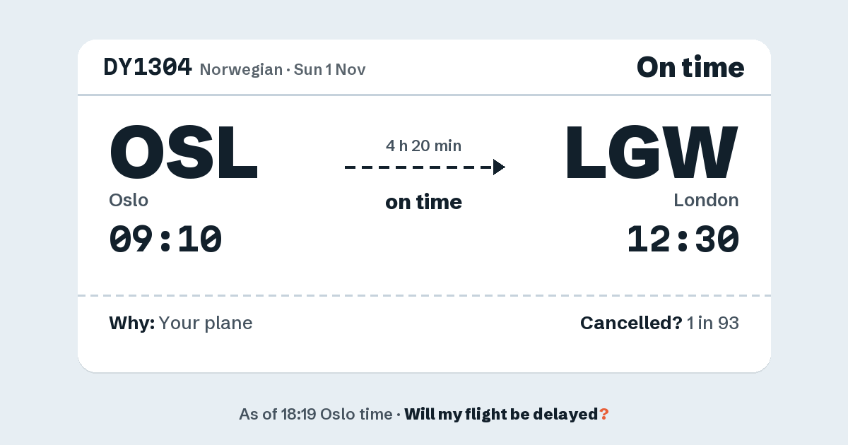 Link preview: DY1304 lands about 12:27