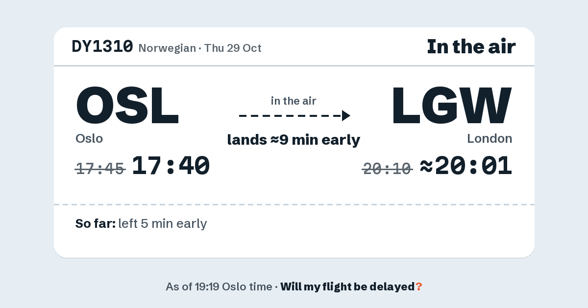 Link preview: DY1310 lands about 20:01