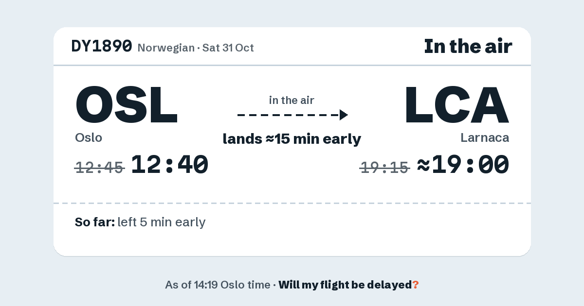 Link preview: DY1890 lands about 19:00