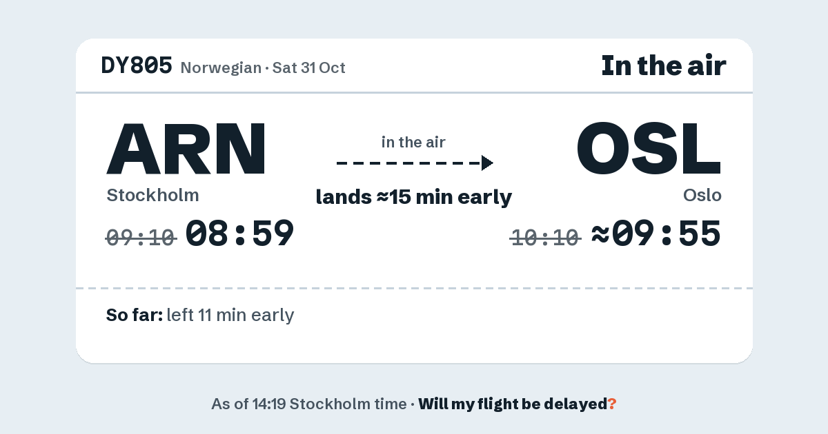 Link preview: DY805 lands about 09:55