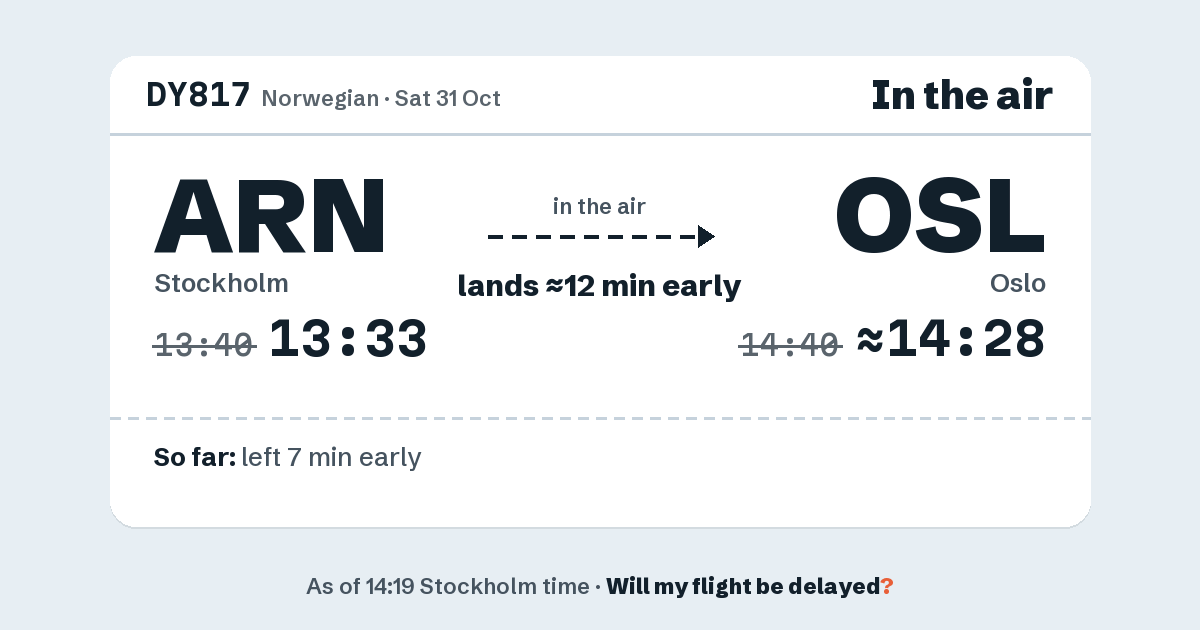 Link preview: DY817 lands about 14:28