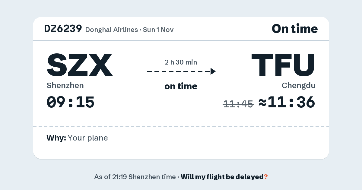 Link preview: DZ6239 lands about 11:36
