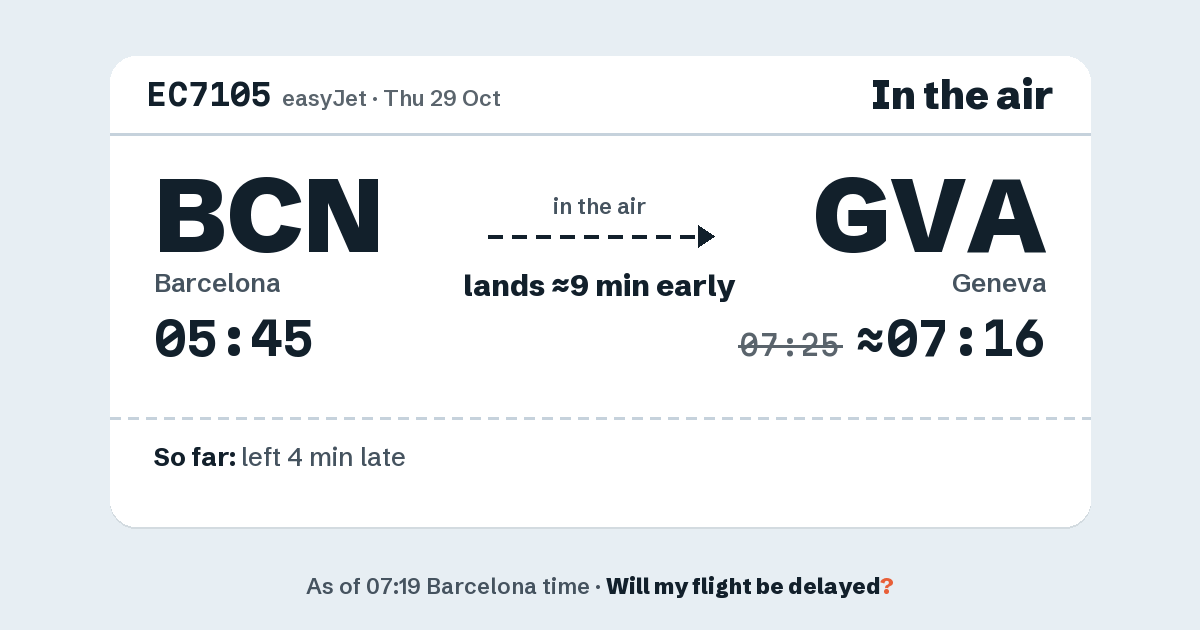 Link preview: EC7105 lands about 07:16