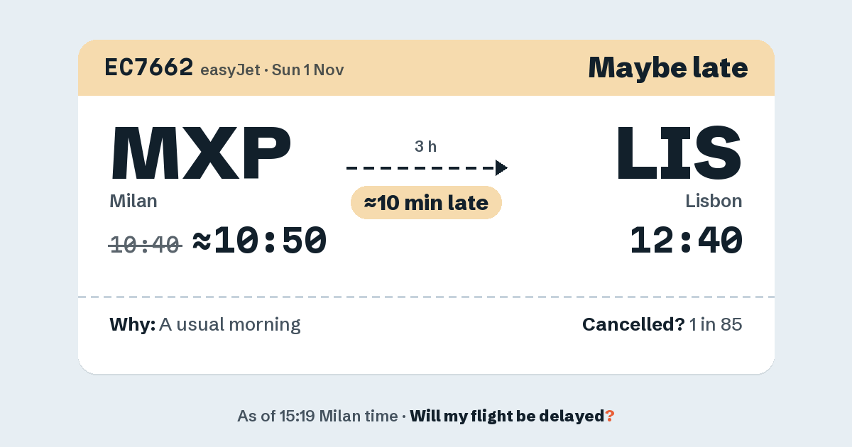 Link preview: EC7662 lands about 12:40