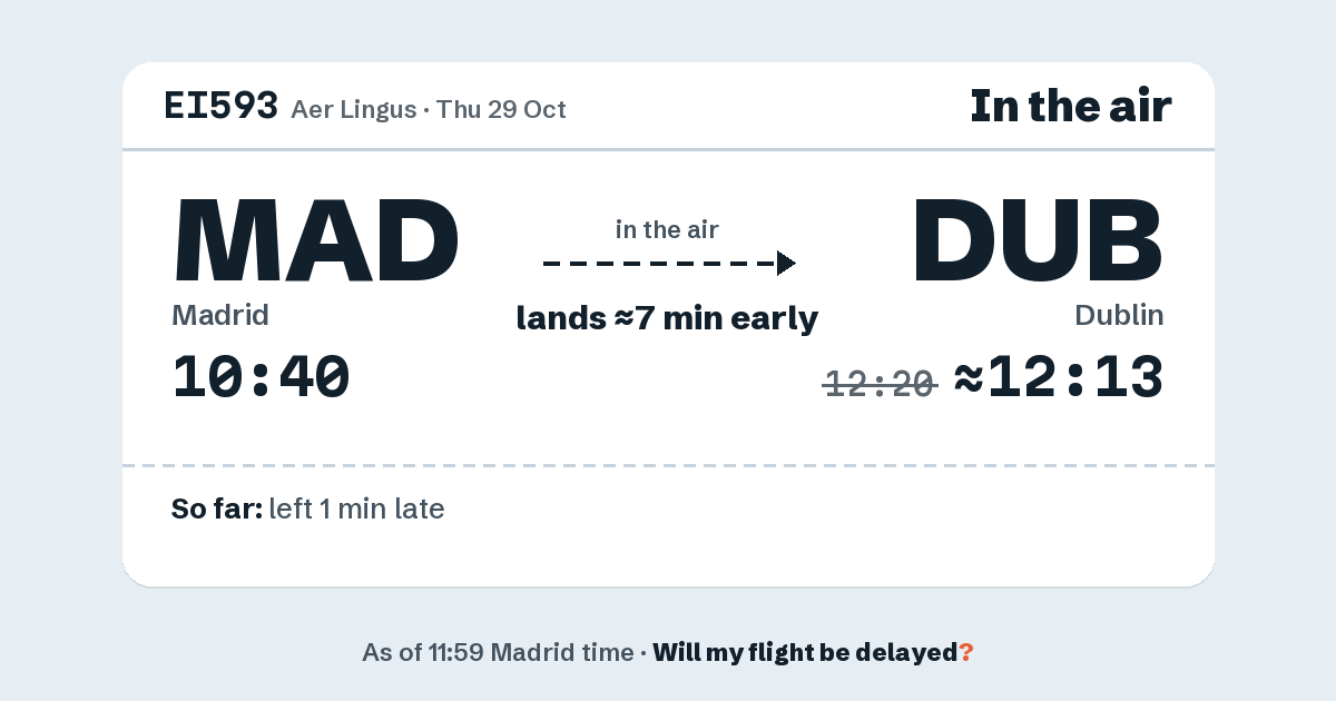Link preview: EI593 lands about 12:13