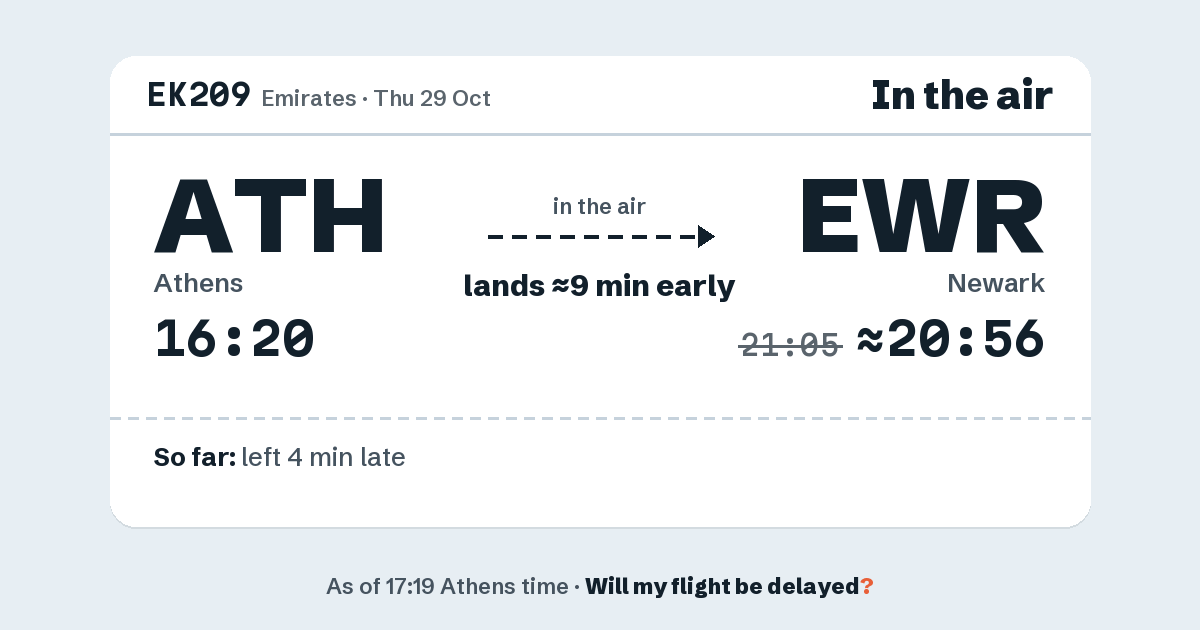 Link preview: EK209 lands about 20:56