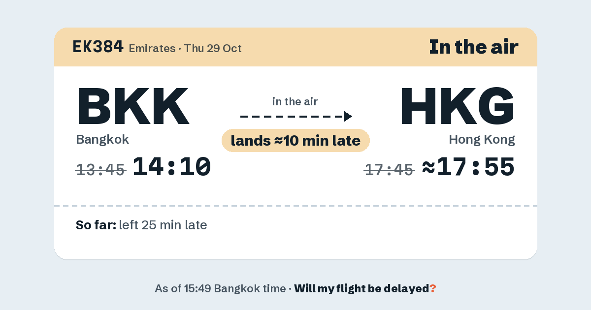 Link preview: EK384 lands about 17:55