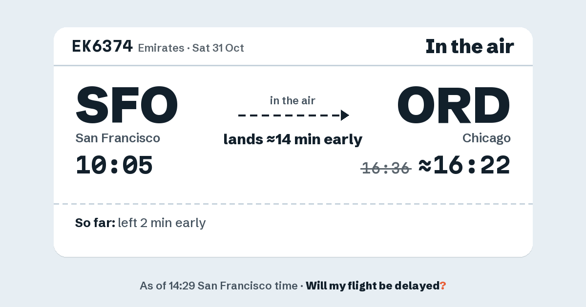 Link preview: EK6374 lands about 16:22