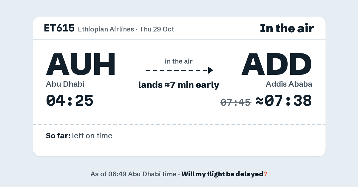 Link preview: ET615 lands about 07:38