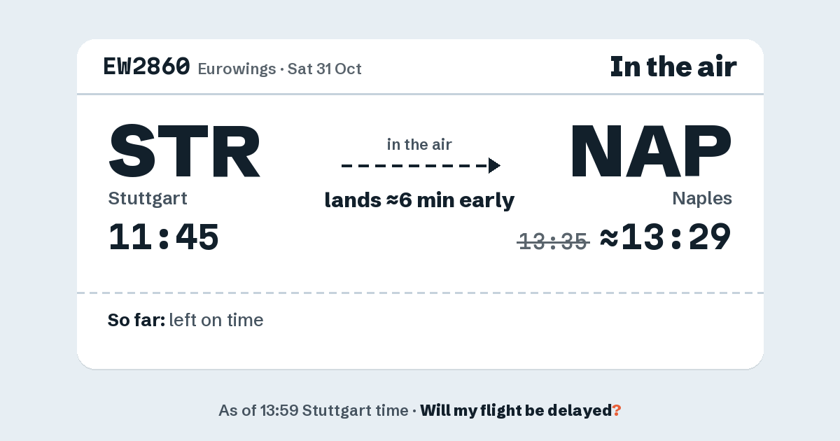 Link preview: EW2860 lands about 13:29