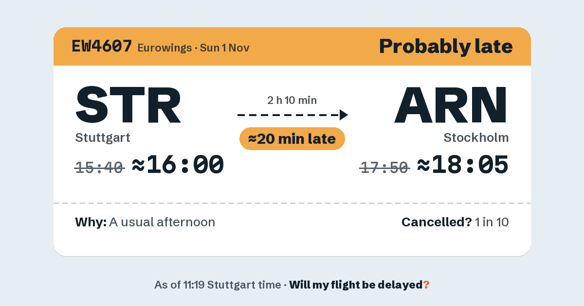 Link preview: EW4607 lands about 18:05