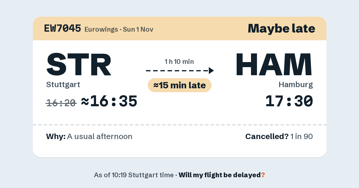 Link preview: EW7045 lands about 17:28
