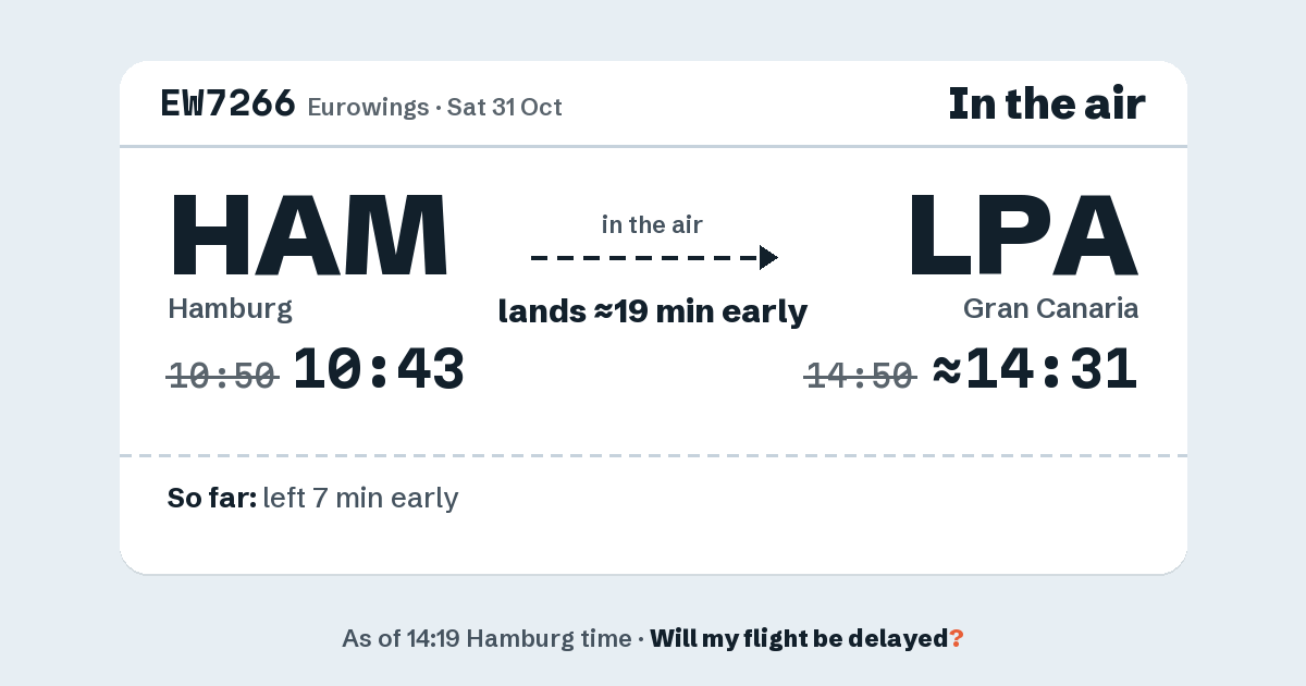 Link preview: EW7266 lands about 14:31