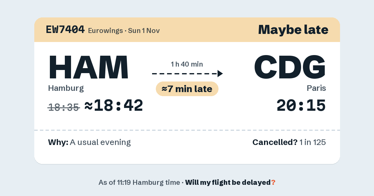 Link preview: EW7404 lands about 20:16
