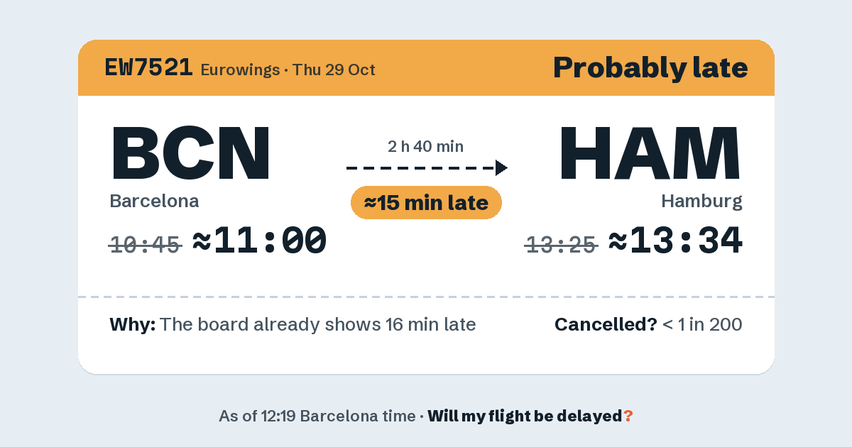 Link preview: EW7521 lands about 13:34