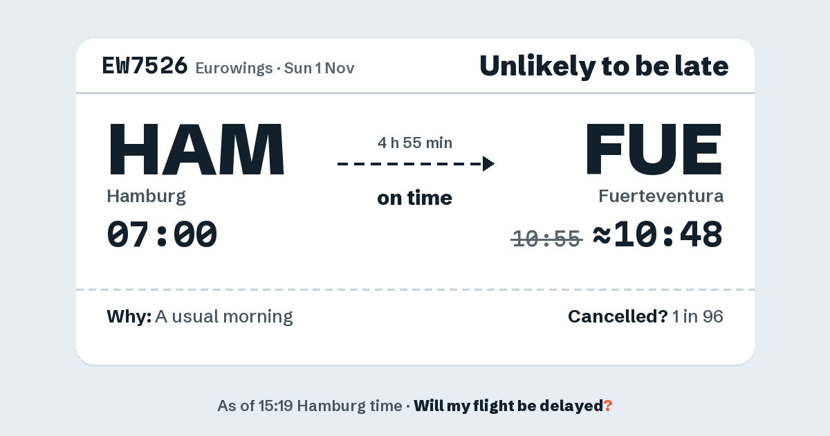 Link preview: EW7526 lands about 10:48