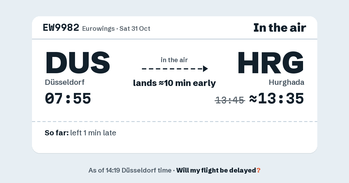 Link preview: EW9982 lands about 13:35