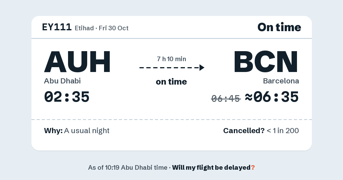 Link preview: EY111 lands about 06:35