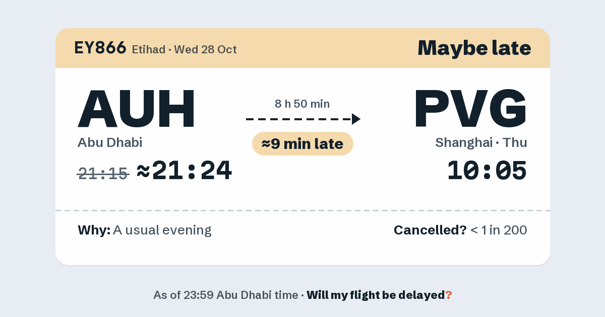 Link preview: EY866 lands about 10:05