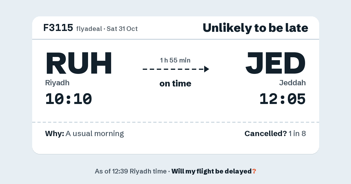 Link preview: F3115 lands about 12:03