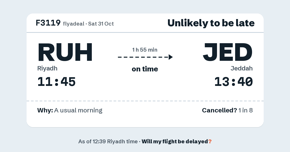Link preview: F3119 lands about 13:39