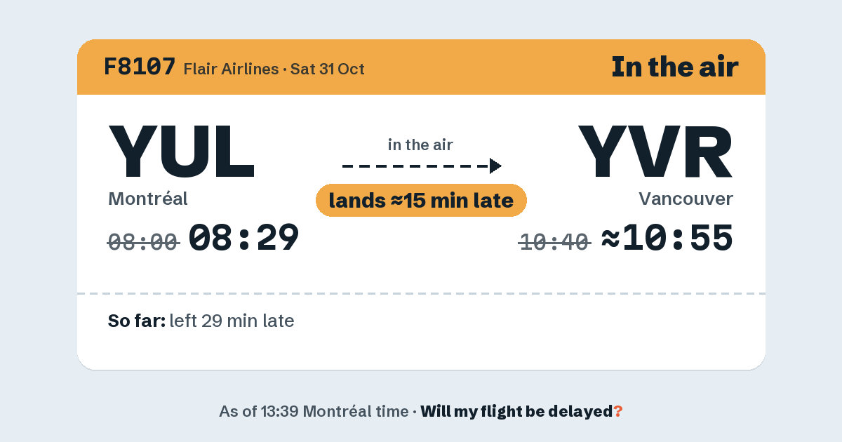 Link preview: F8107 lands about 10:55