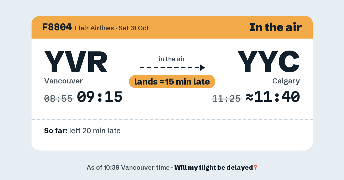 Link preview: F8804 lands about 11:39