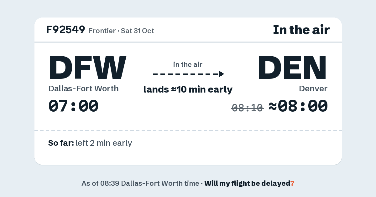 Link preview: F92549 lands about 08:00