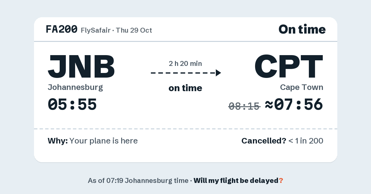 Link preview: FA200 lands about 07:56