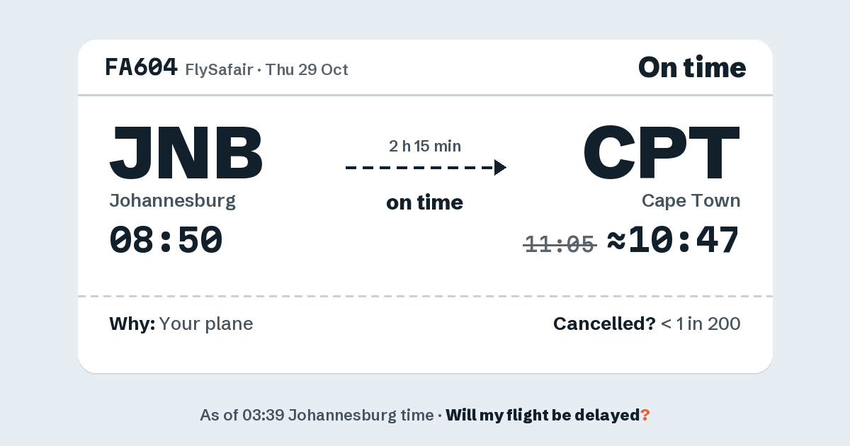 Link preview: FA604 lands about 10:47