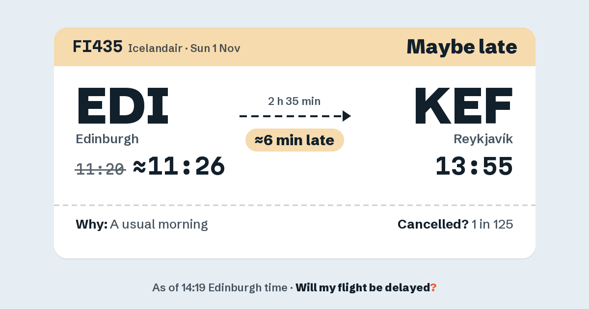Link preview: FI435 lands about 13:56