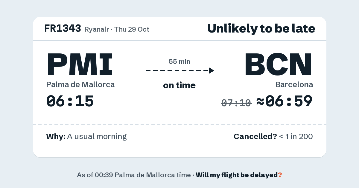 Link preview: FR1343 lands about 06:59
