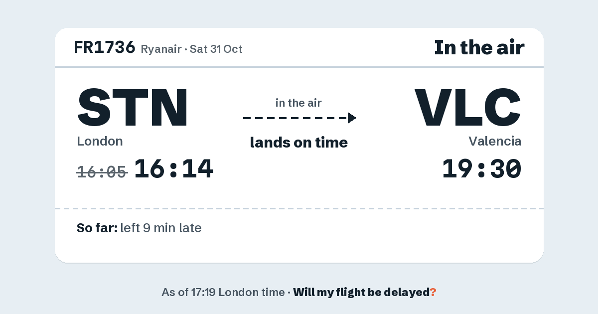 Link preview: FR1736 lands about 19:28