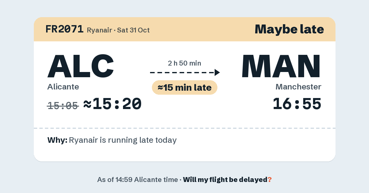 Link preview: FR2071 lands about 16:58