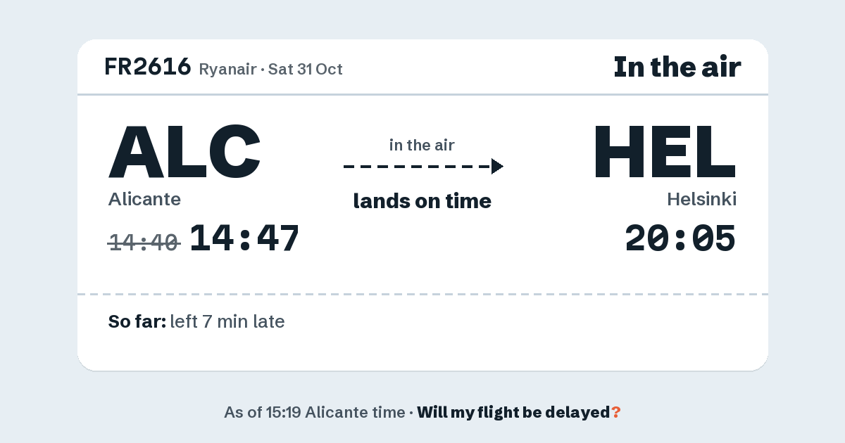 Link preview: FR2616 lands about 20:01