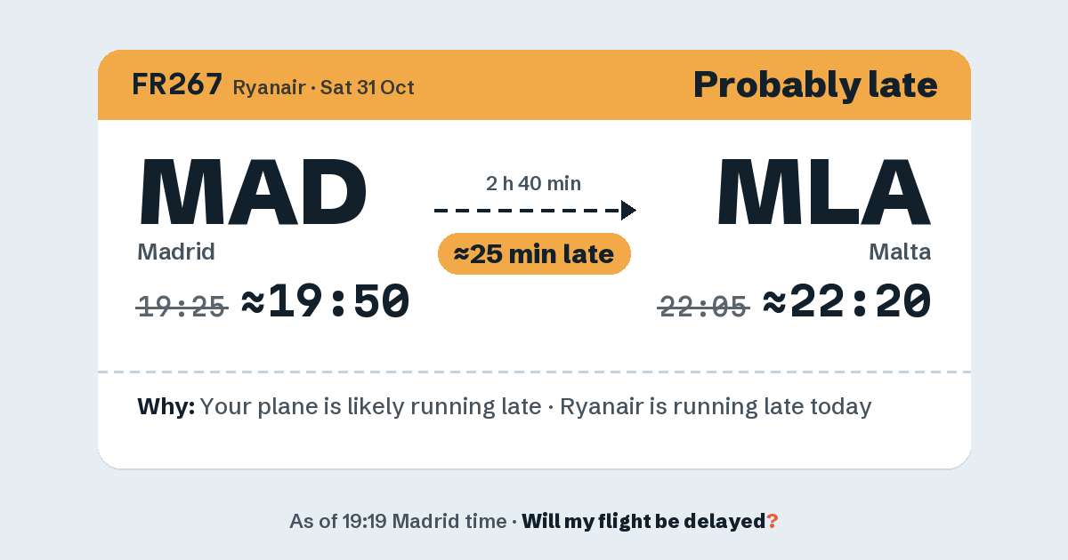 Link preview: FR267 lands about 22:20