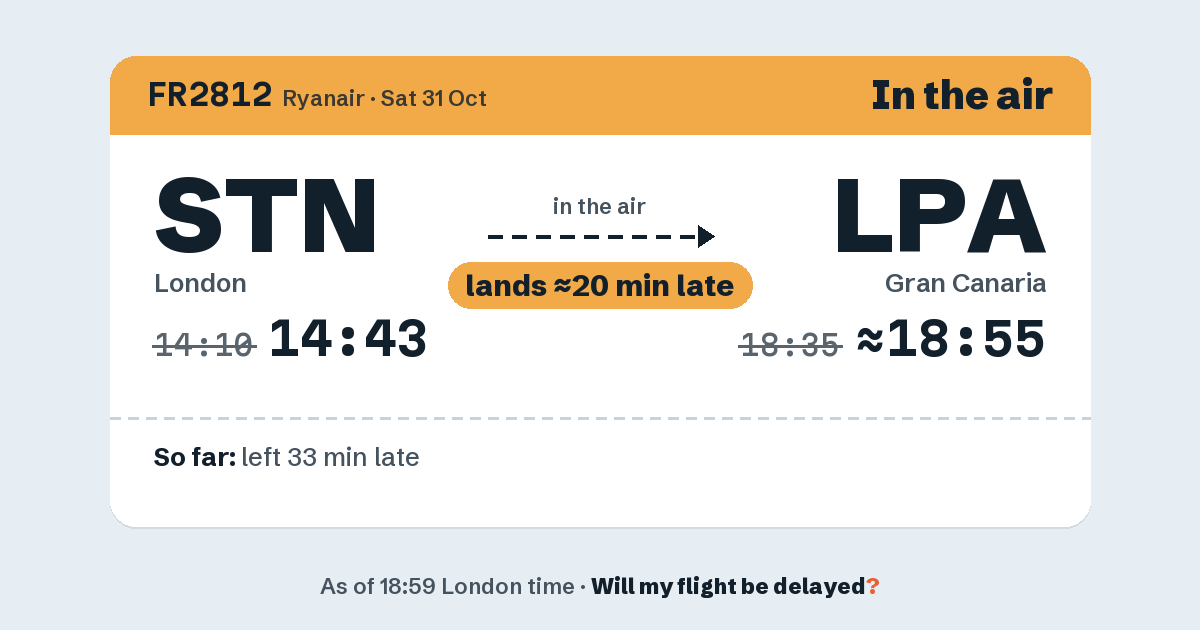 Link preview: FR2812 lands about 18:56