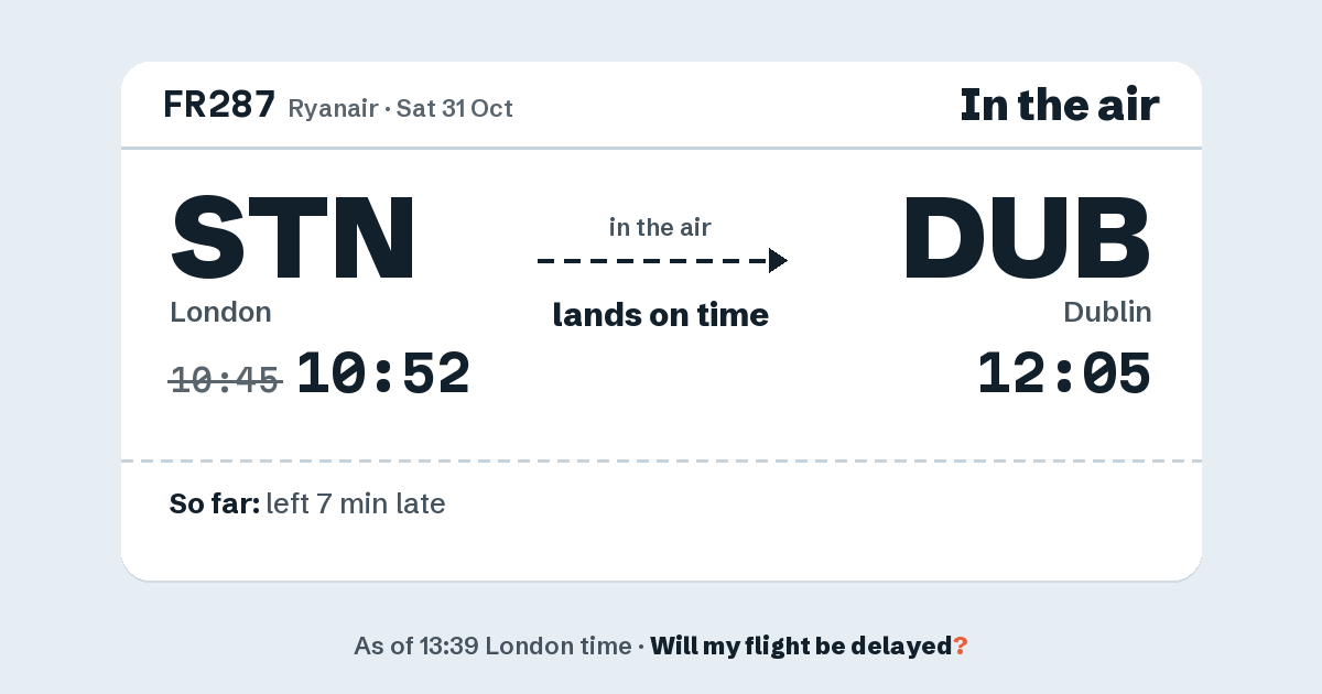 Link preview: FR287 lands about 12:04