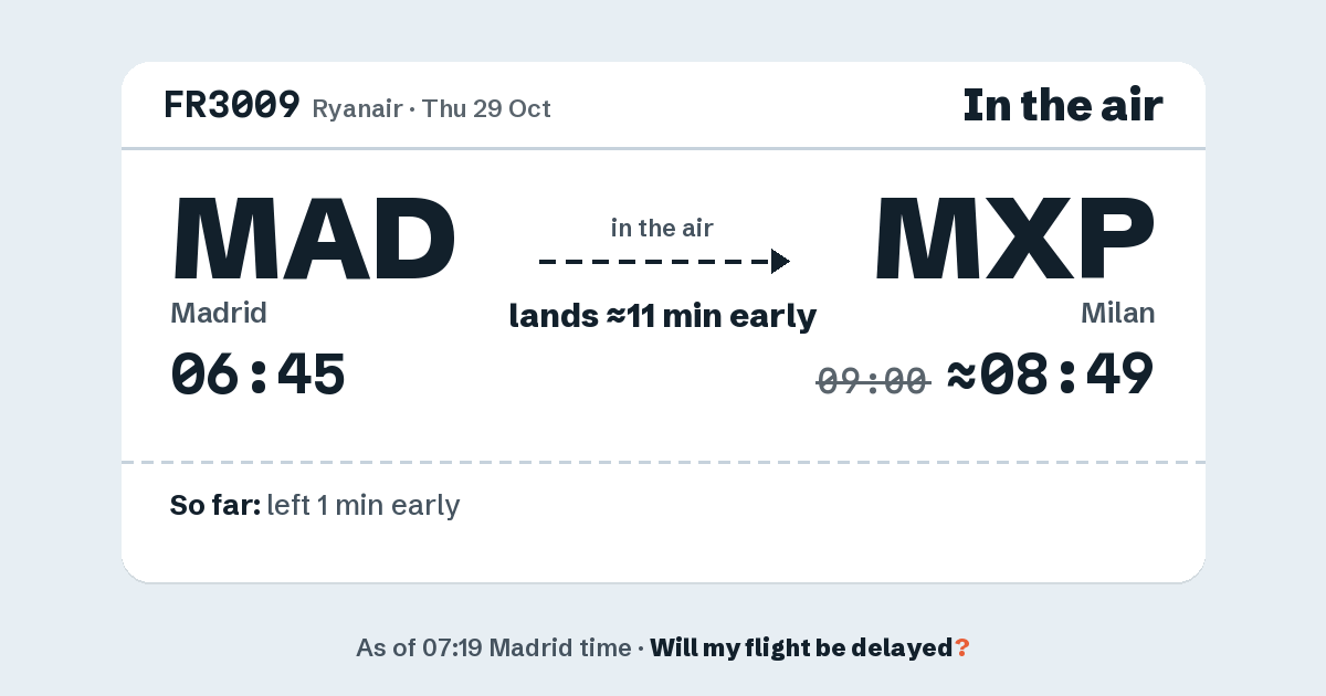 Link preview: FR3009 lands about 08:49