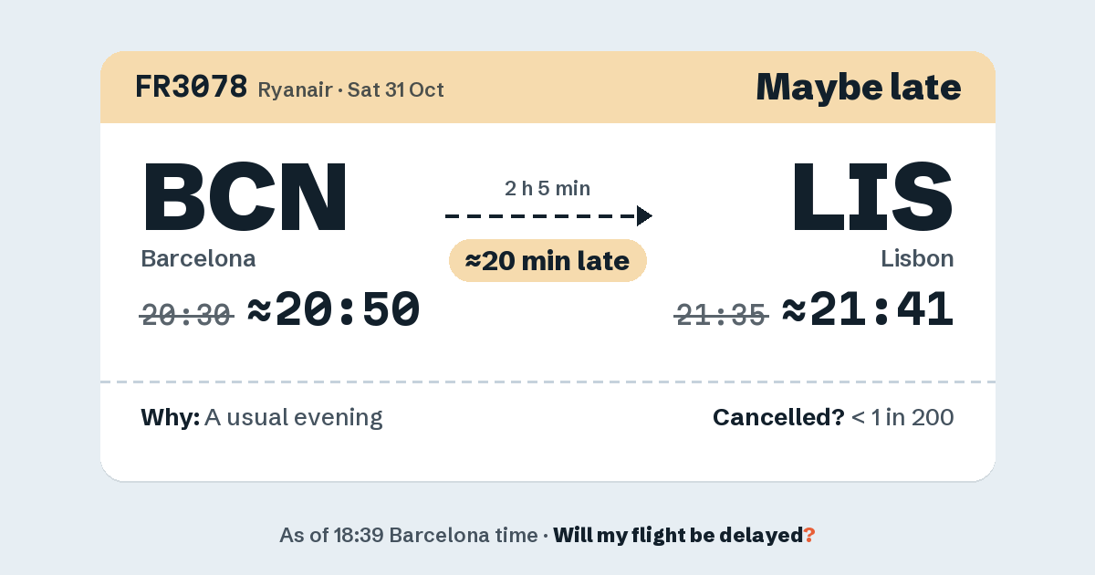 Link preview: FR3078 lands about 21:41