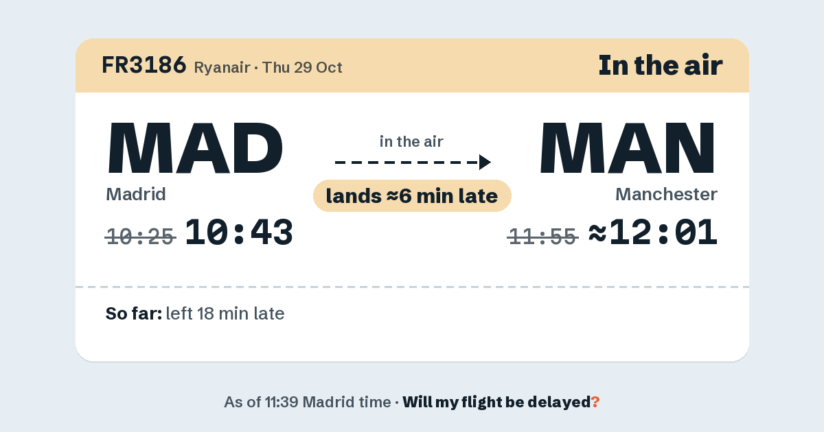 Link preview: FR3186 lands about 12:01
